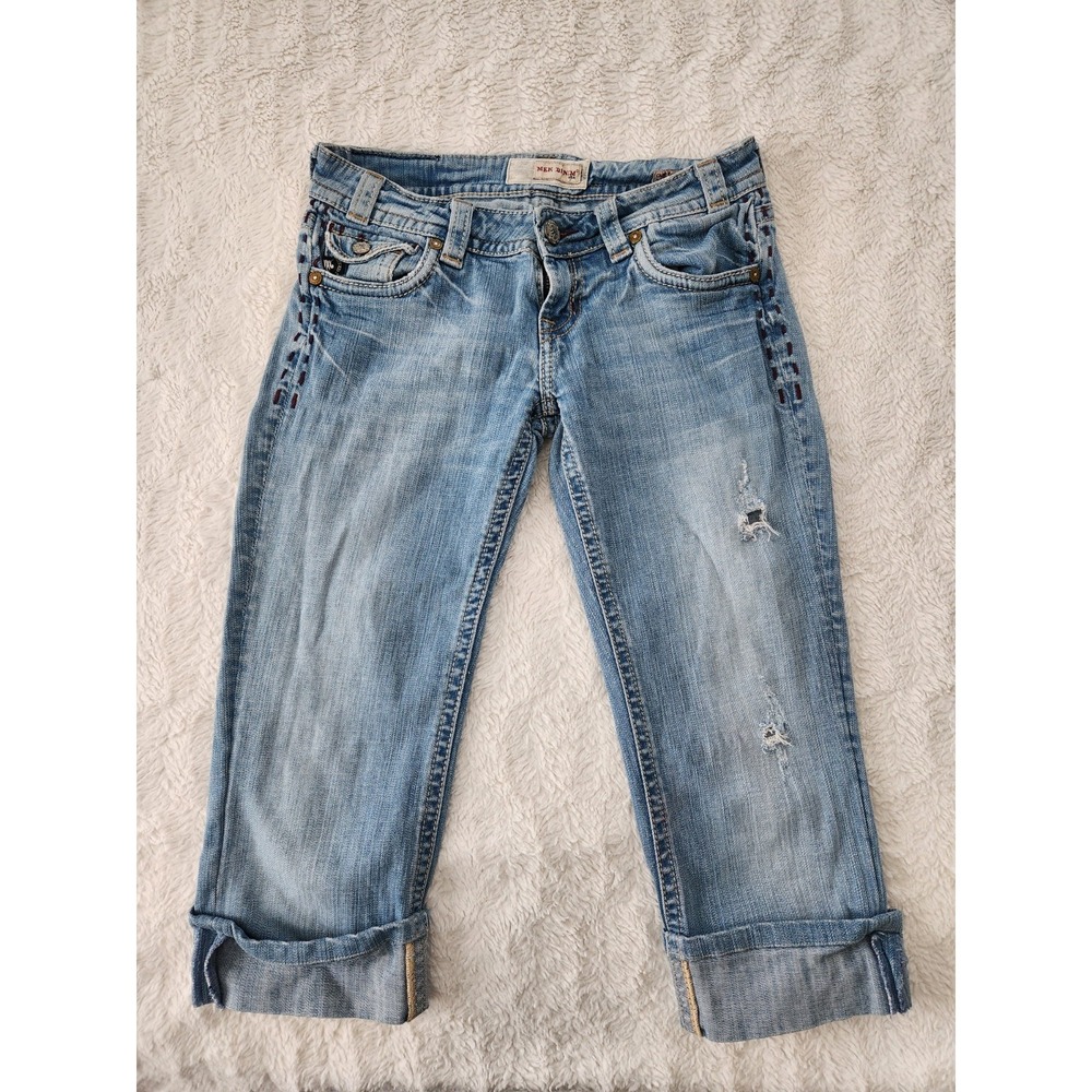 MEK Denim USA Cape Town Womens Jeans Size 28x34 Distressed Crop Cuff